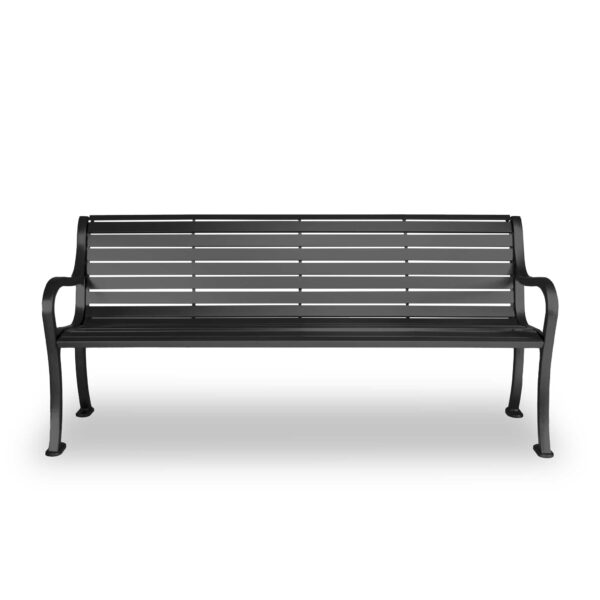 Covington outdoor bench , front view, black color