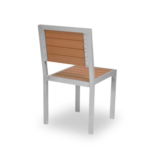 Outdoor dining chair without arms, silver frame, Cedar slats