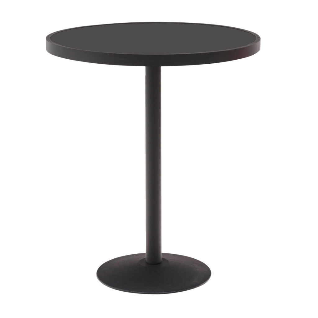 36″ round pedestal outdoor bar table, black color