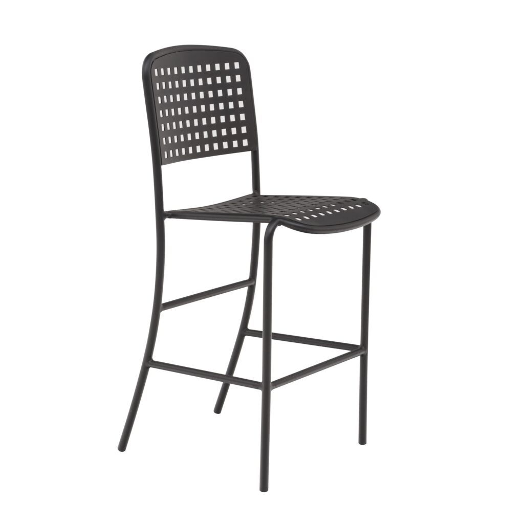 Outdoor Bar Chair, with a back rest and without arm rests, black