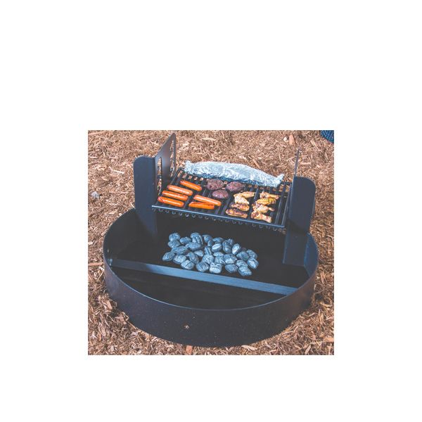 Fire Ring W Adjustable Cooking Grate, Large Outdoor Fire Pit Rings