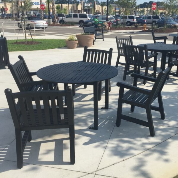 outdoor dining table and chairs from Wabash Valley Yorktown collection