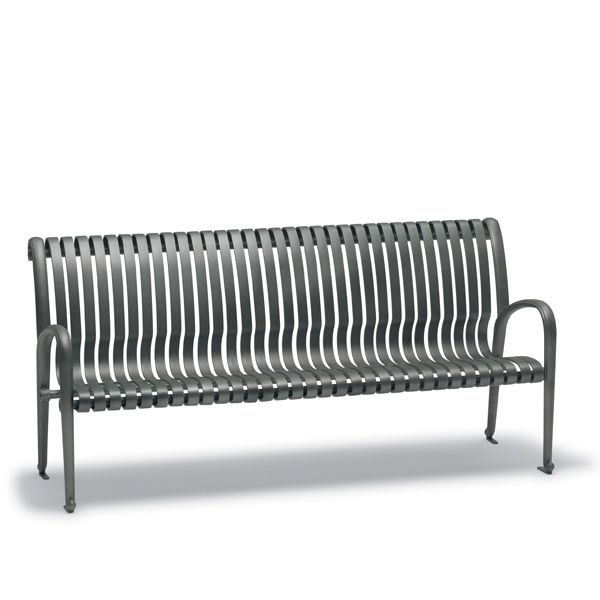 Black Outdoor Bench with Back & Arms