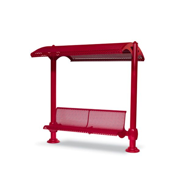 A red shelter bench from Wabash Valley's Shadeland collection.