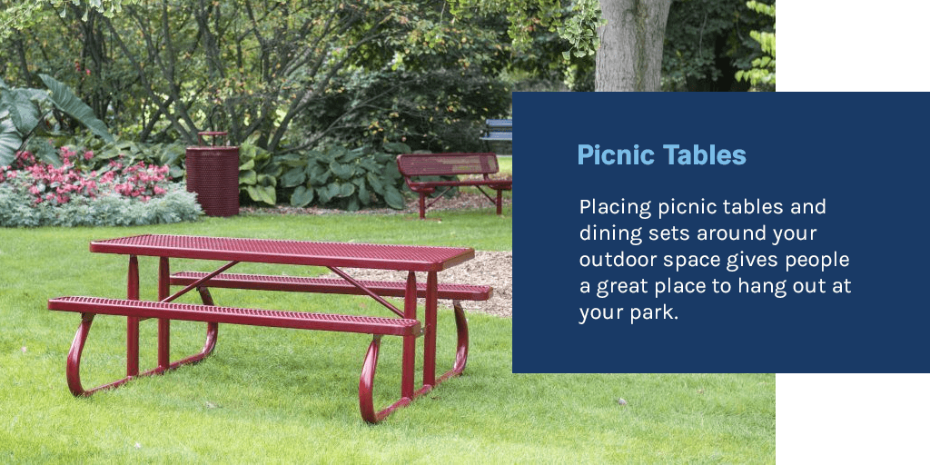Picnic tables for outdoor space