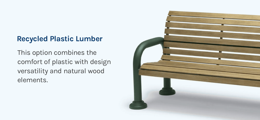 Recycled plastic lumber combines the comfort of plastic with design versatility and natural wood elements