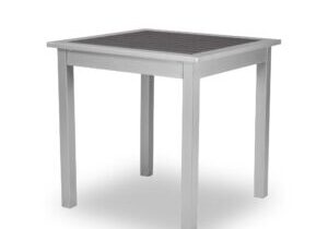 outdoor table, silver frame, Milwaukee Brown table top